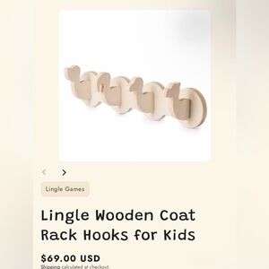 Lingle Wooden Coat Rack Hooks for Kids